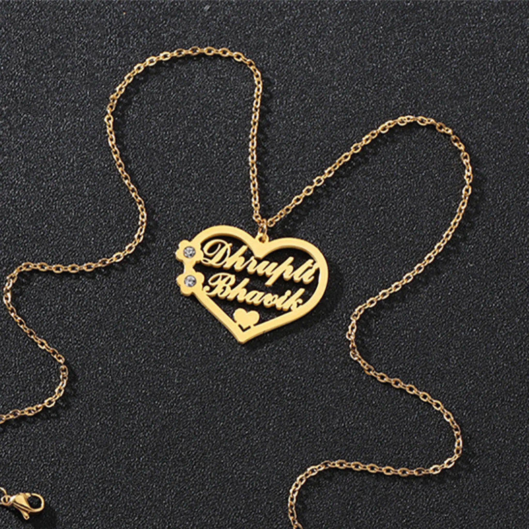 Titanium Steel Cut Heart-shaped Name Necklace Hollow Peach Heart With Diamonds - 7