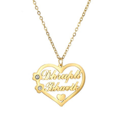 Titanium Steel Cut Heart-shaped Name Necklace Hollow Peach Heart With Diamonds - 7