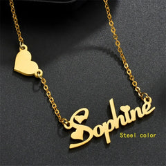 Titanium Steel Letter English Name Necklace - Steel color - 7