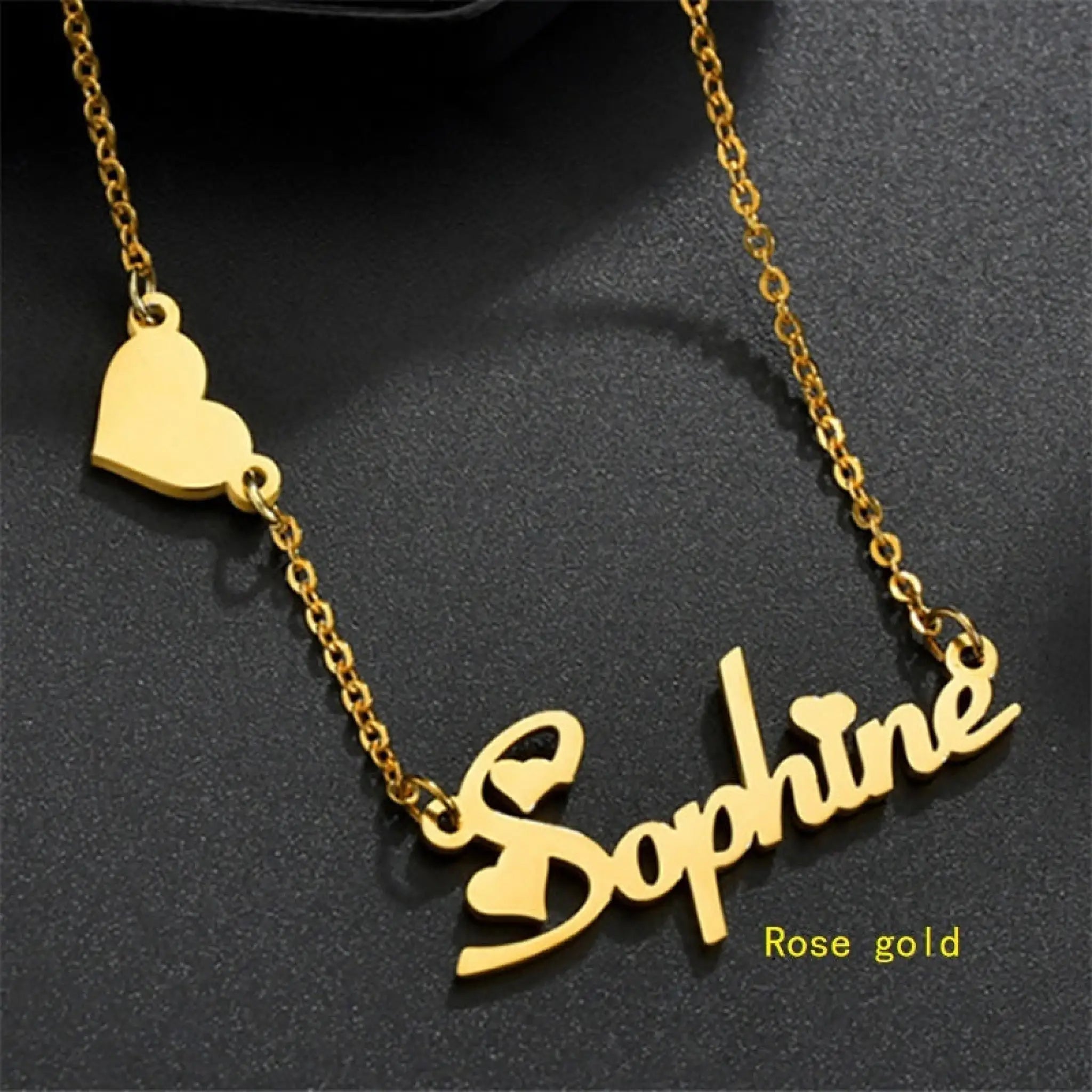 Titanium Steel Letter English Name Necklace - Rose gold - 7
