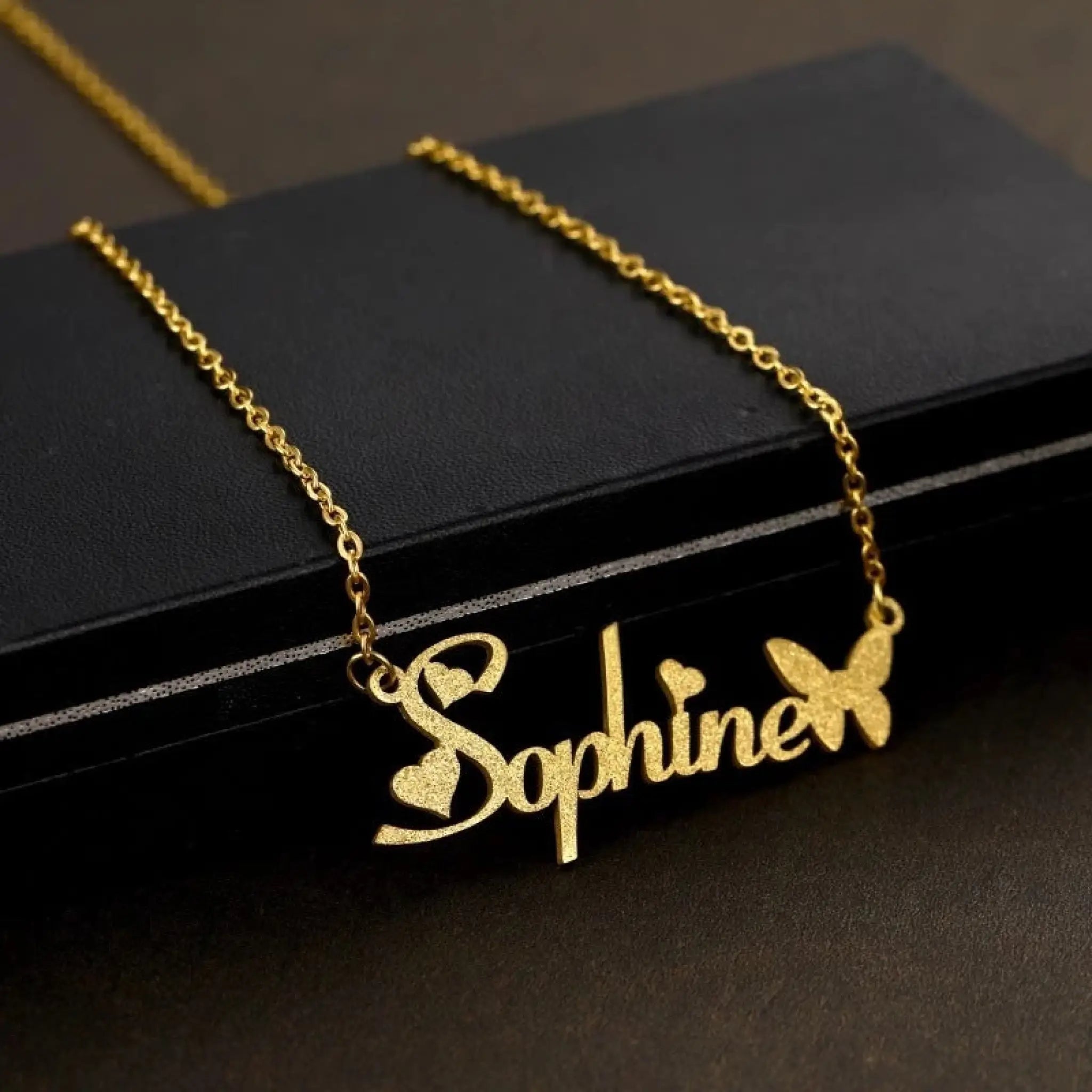 Women’s Personalized Charm Butterfly Frosted Necklace - 7