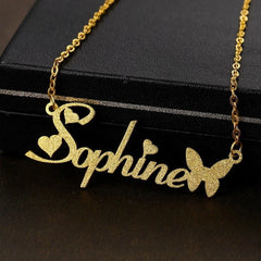 Women’s Personalized Charm Butterfly Frosted Necklace - 7