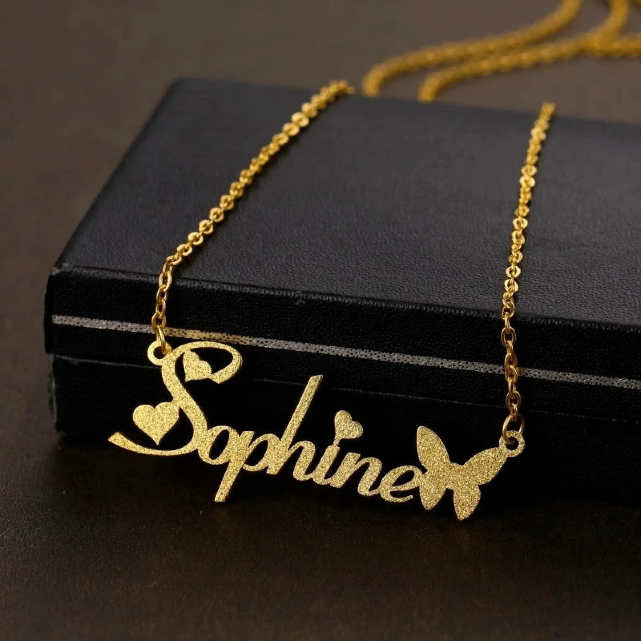 Women’s Personalized Charm Butterfly Frosted Necklace - 7