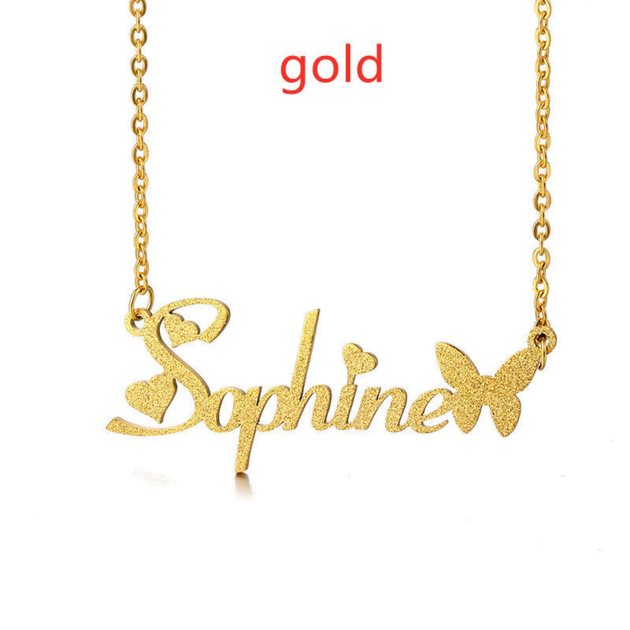 Women’s Personalized Charm Butterfly Frosted Necklace - Gold - 7