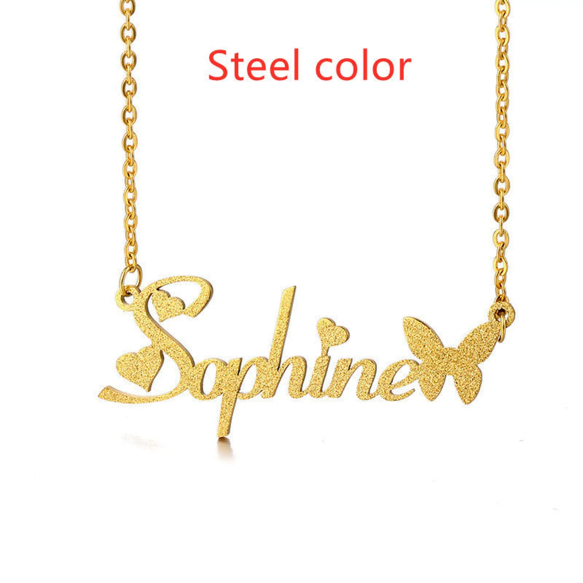 Women’s Personalized Charm Butterfly Frosted Necklace - Steel color - 7