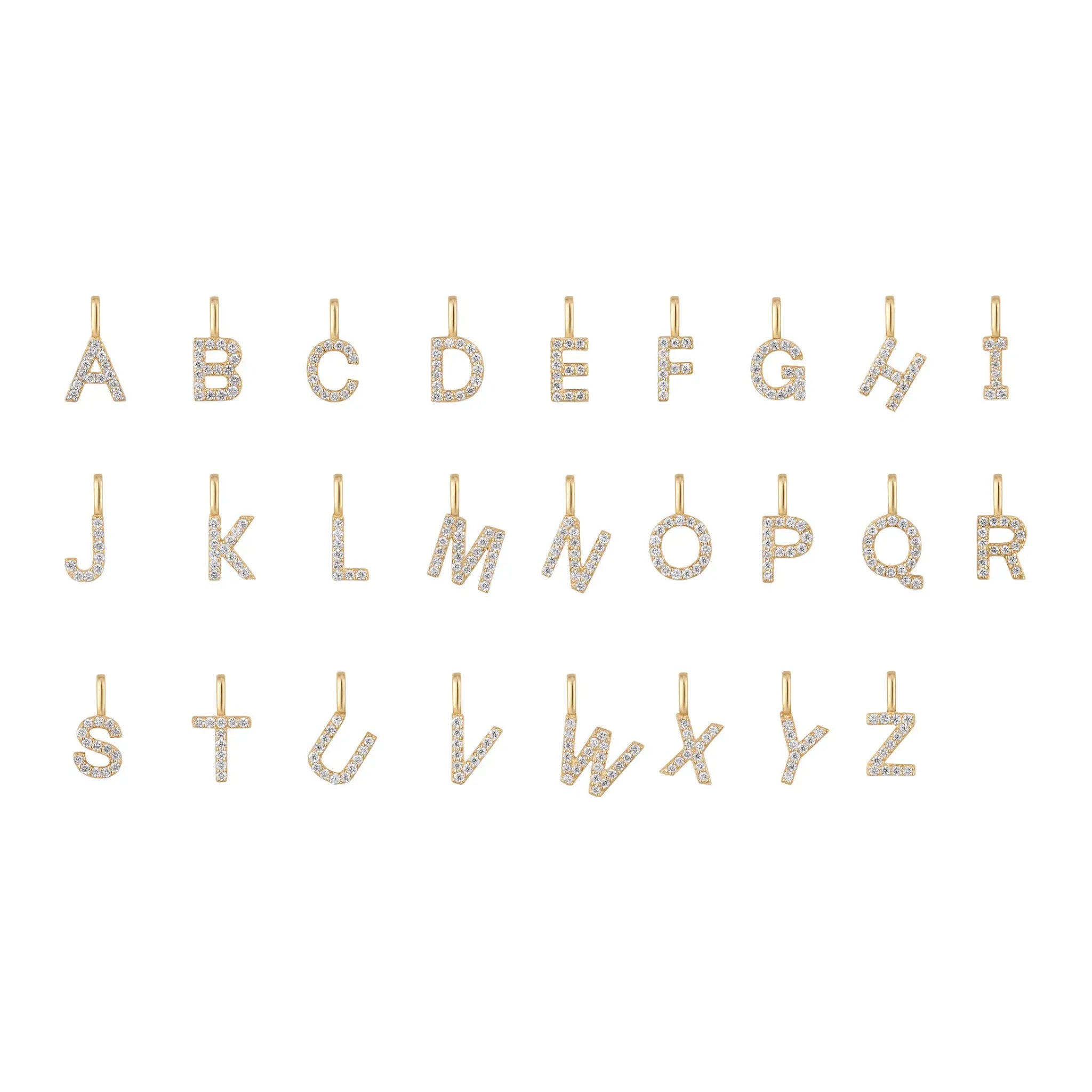 Your Name S925 Sterling Silver Plated 14K Gold 26 Letters Necklace Pendant Cute Mini Couple DIY Matching - White Gold